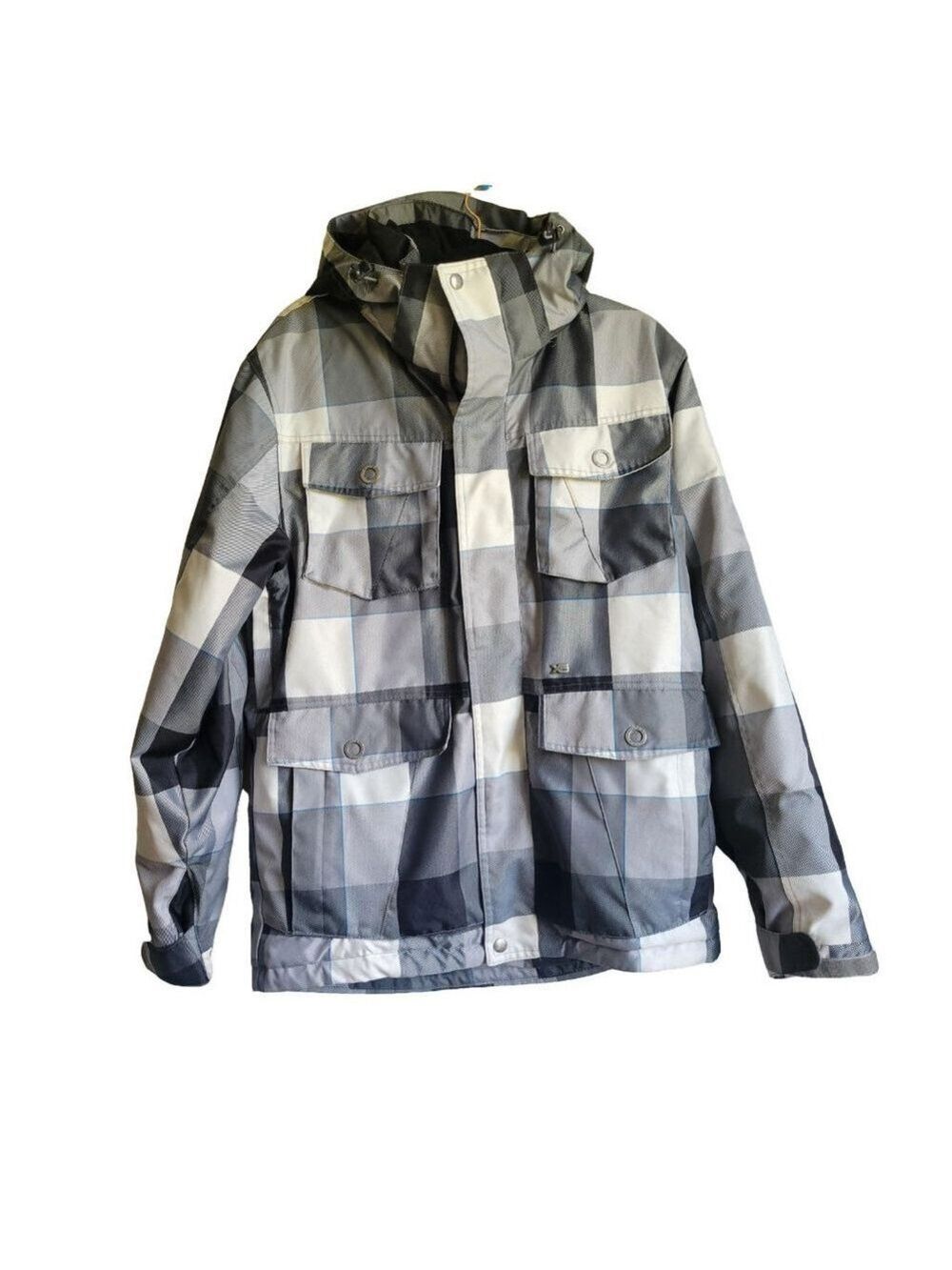 Ripzone Plaid Jacket Black White Gray Medium